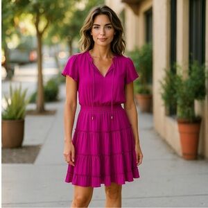 Nordstrom Skies Are Blue Vibrant Pink Mini Dress Size XS